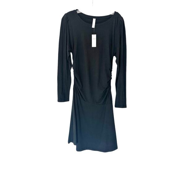 NWT Daily Practice Ruched Sides Black Basic Soft Long Sleeve Mini Dress Medium - Picture 1 of 12